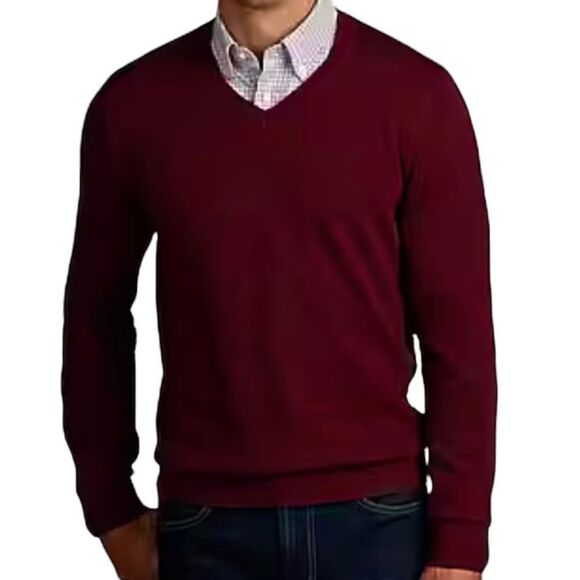 Jos. A. Bank Burgundy V-Neck Pima Cotton Sweater Size 2X - Picture 1 of 8